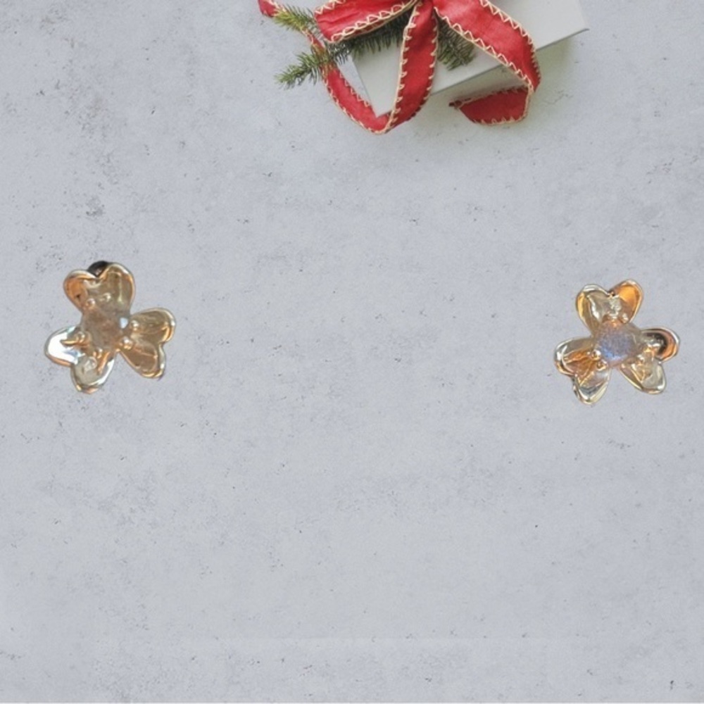 Silver Filled Flower and Moissanite Stone Earrings